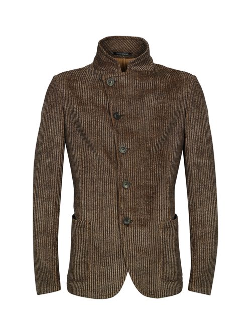 Giacca in corduroy stampato con collo guru GIORGIO ARMANI | EM000144 TE16802P6005